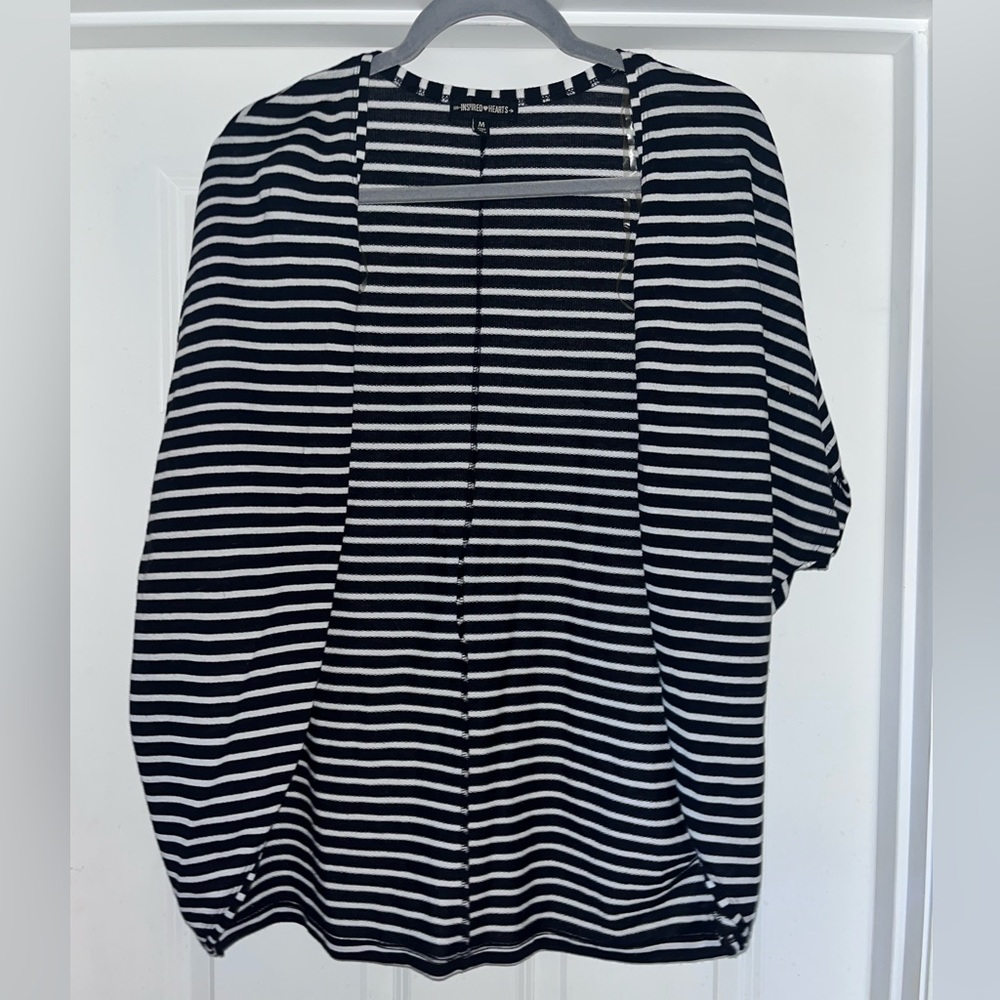 Inspired Hearts black and white striped cardigan
